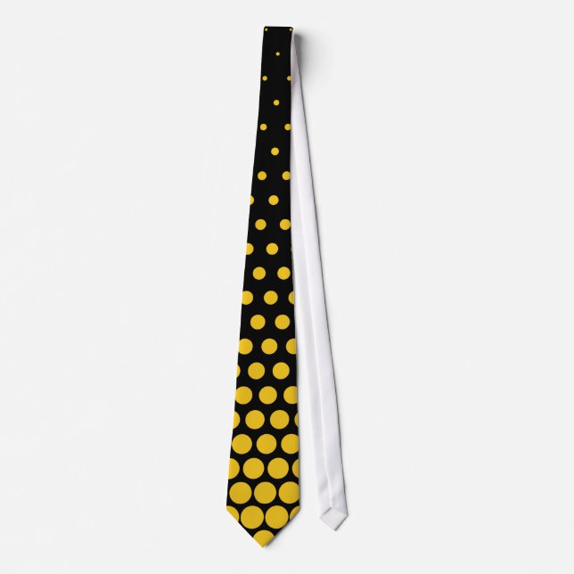 Corbata Polka de limón profundo con puntos negros modernos (Anverso)