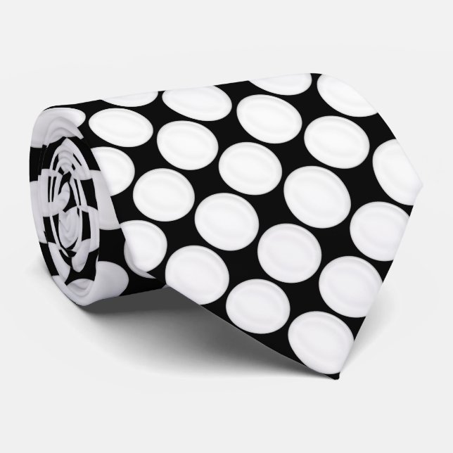 Corbata Polka Dot Black & White Tie (Enrollado)