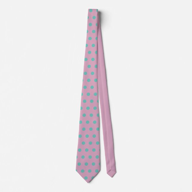 Corbata Polka Dot Neck Tie (Rosa y Aqua) (Anverso)