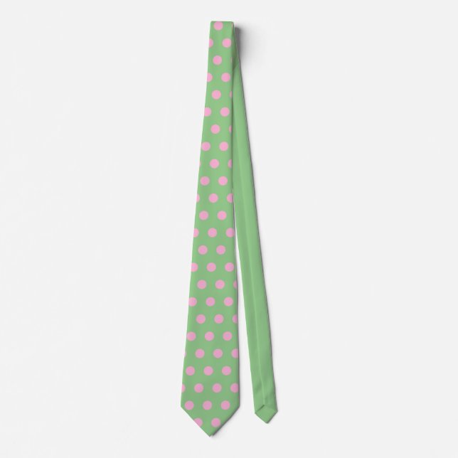 Corbata Polka Dot Neck Tie (Sage Green & Pastel Pink) (Anverso)