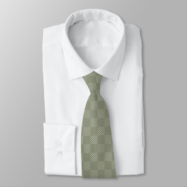 Corbata Polka-Dot verde oliva (Atado)