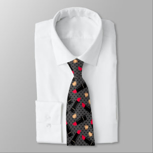 Corbata Polka gris de lápiz labial rojo personalizado sin