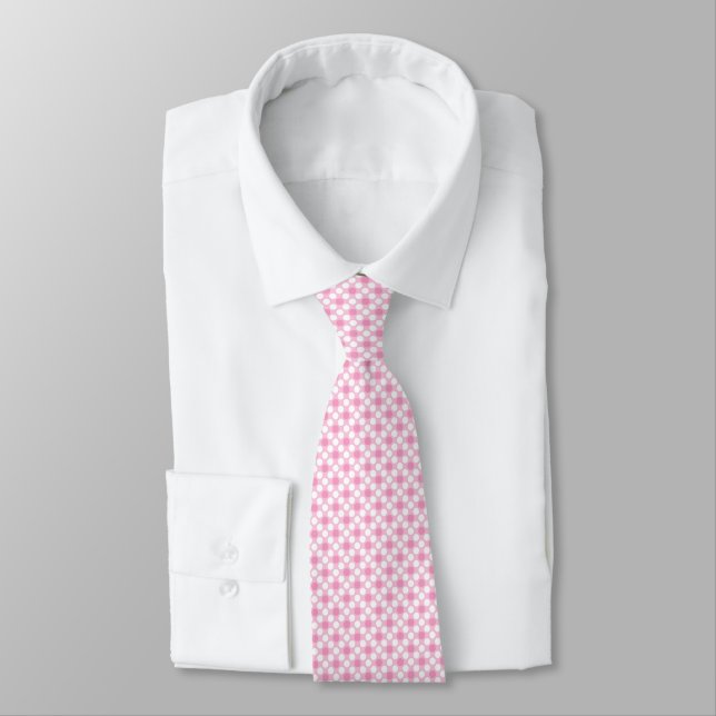 Corbata Polka pega retro rosa blanco (Atado)
