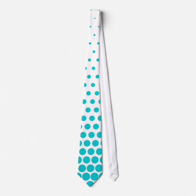 Corbata Polka turquesa con puntos blancos modernos (Anverso)