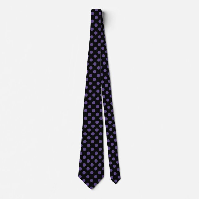 Corbata Polka ultravioleta sobre negro (Anverso)