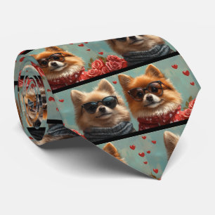 Corbata Pomerania con rosas del corazón Día de San Valentí
