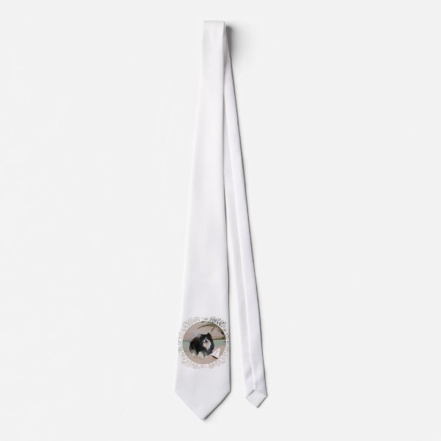 Corbata Pomerania negro con velero (Anverso)