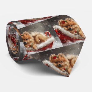 Corbata Pomerania Perro Festivo de Navidad