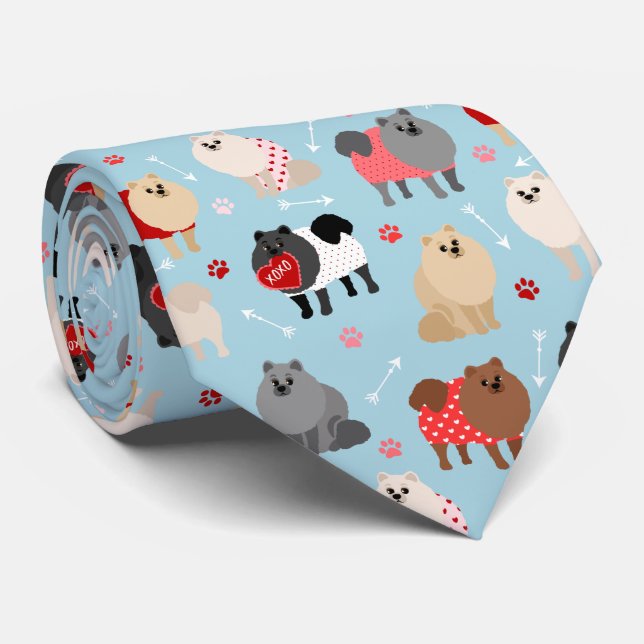 Corbata Pomeranian Valentine Pattern Neck Tie (Enrollado)