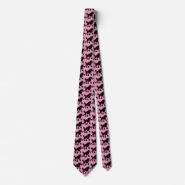 Corbata Poodles rocosos de color rosado con estampado rosa