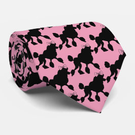 Corbata Poodles rocosos de color rosado con estampado rosa