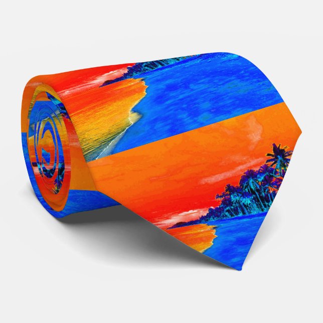Corbata Pop Art Exotic Beach Palm Trees (Enrollado)