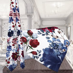 Corbata Poppies y Peonies Boda rojo blanco y azul<br><div class="desc">Una acuarela de lujo pintada de rojo,  blanco y azul,  corbata de cuello boda de la marina borgoñona con espías azul marino y borgoña y peonías en un jardín delicioso. Esta corbata de cuello floral azul marino y boda burdeos es adecuada para cualquier ocasión,  incluyendo el 4 de julio.</div>