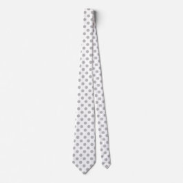 Corbata Pos de polka gris sobre blanco