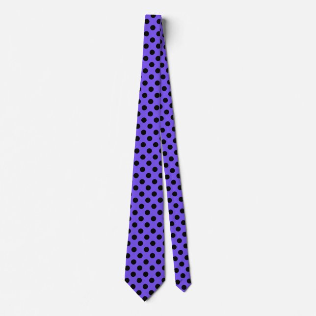 Corbata Pos de polka negro en periwinkle (Anverso)
