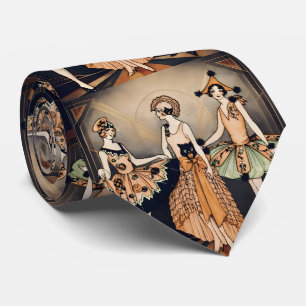 Corbata Póster antiguo de Halloween Art Déco de Flapper