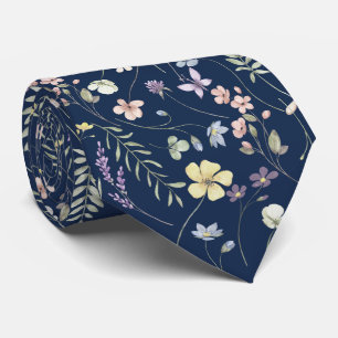 Corbata Prado de flores silvestres pastel elegante azul ma