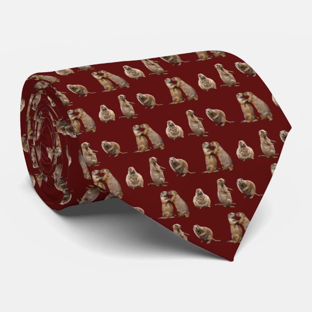 Corbata Prairie Dog Frenzy Tie Doble Lado (Borgoña) (Enrollado)
