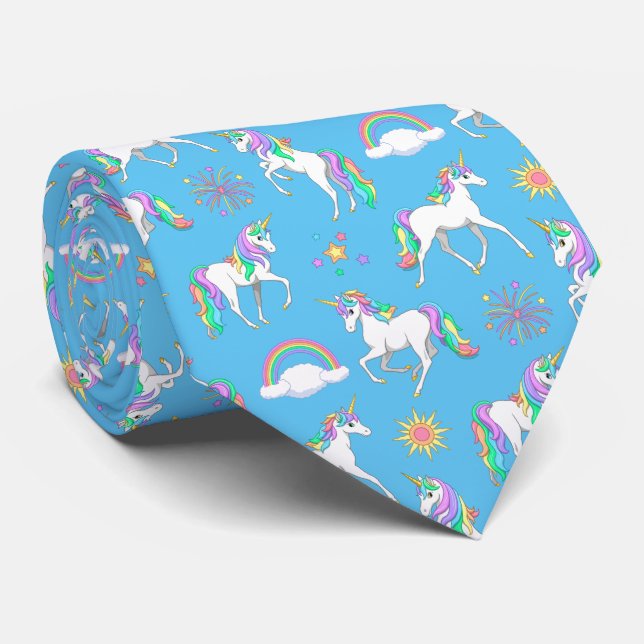 Corbata Pretty Rainbow Unicorns (Enrollado)