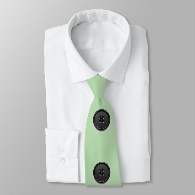 Corbata Printed black button design-pale green (Atado)