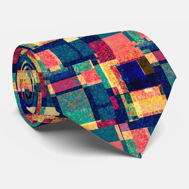 Corbata Prismatic Blocks – Modern Abstract Geometric Tie (Enrollado)