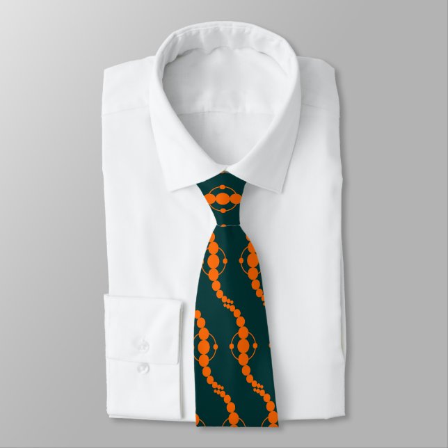 Corbata Procesión planetaria - Naranja en verde oscuro (Atado)