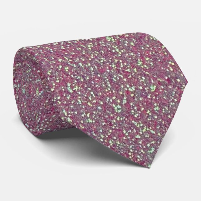 Corbata profesional iridiscente rosa con brillo (Enrollado)