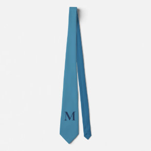 Corbata Profesional Minimalista de bollo azul sólido monog