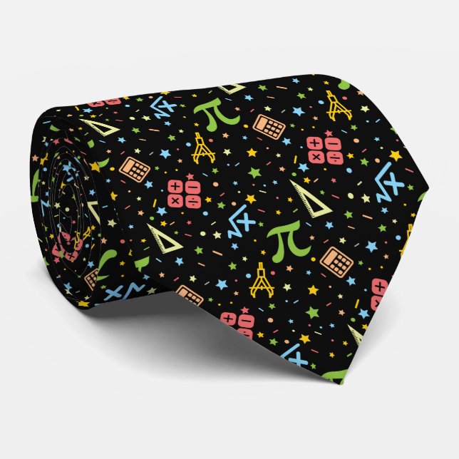 Corbata Profesor de Matemáticas - Patrón de Símbolos Matem (Enrollado)