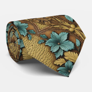 Corbata Provincia del Suroeste Beige Turquoise Floral