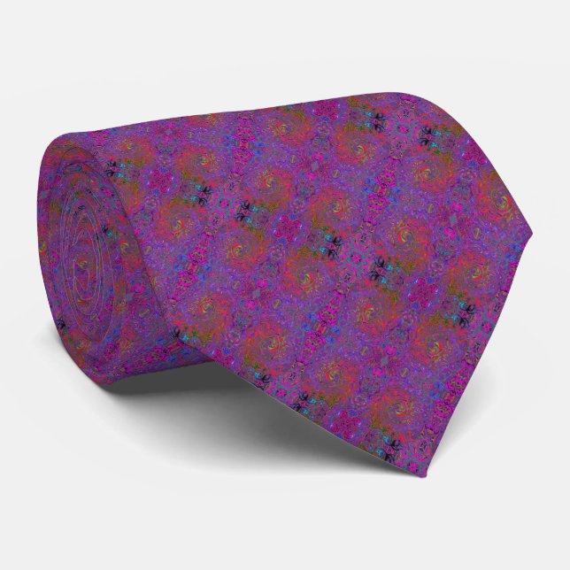 Corbata Psicodelia Groovy Magenta Retro Bañón Líquido (Enrollado)