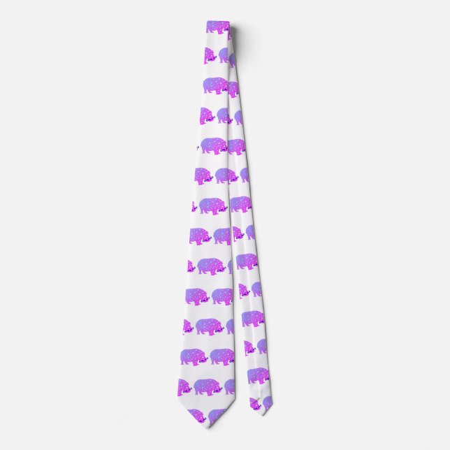 Corbata Psicodelia rosa Hippopótamo Tie (Anverso)