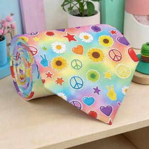 Corbata psicodélica con signo de paz personalizada
