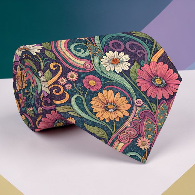 Corbata psicodélica floral de los 70 personalizada (Subido por el creador)