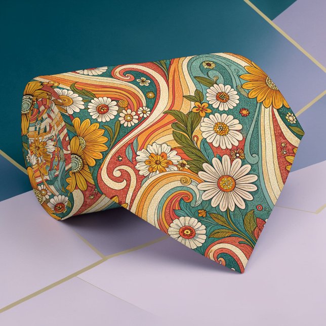 Corbata psicodélica floral de los años 70 (Subido por el creador)