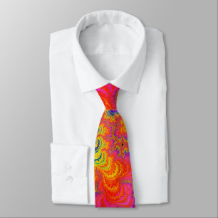 Corbata Psicodélico Funky Hippie Boho Neon Rainbow Fractal