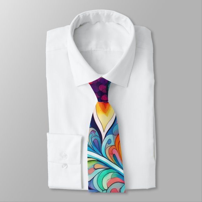 Corbata Psicodélico Retro Hípster años 70 60 (Atado)