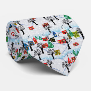 Corbata Pueblo Navideño Invernal