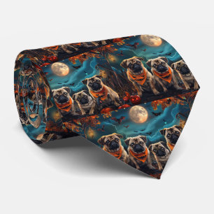Corbata Pug Halloween Espeluznante
