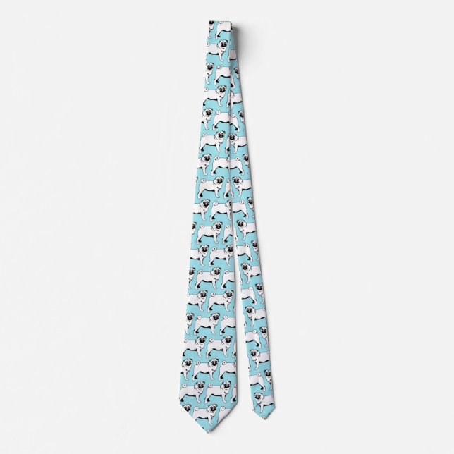 Corbata Pug Mops 2 lados impresos  (Anverso)