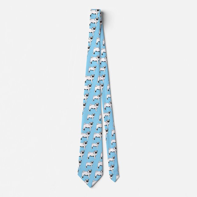 Corbata Pug Mops 2 lados impresos  (Anverso)