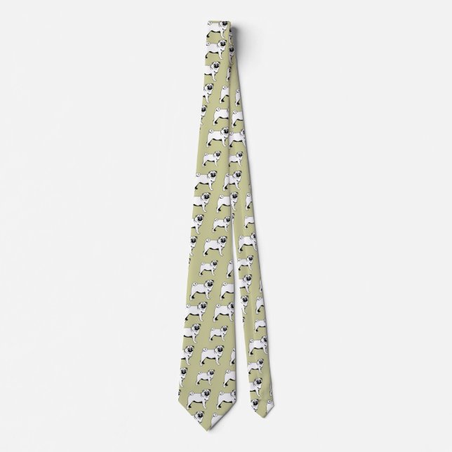 Corbata Pug Mops 2 lados impresos  (Anverso)