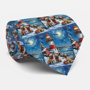 Corbata Pug Navidad Faro Fiesta