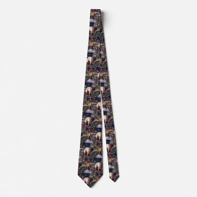 Corbata Pug Temporada Navideña Festiva (Anverso)