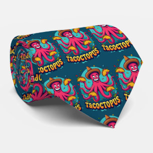 Corbata Pulpo de Dibujos Animados Divertido con Tacos Comi