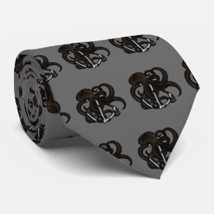 Corbata Pulpo negro sobre el ancla