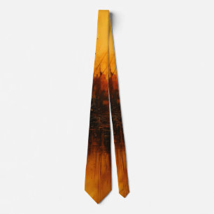 Corbata Pulso Volcánico - Erupción Abstracta Roja y Ámbar