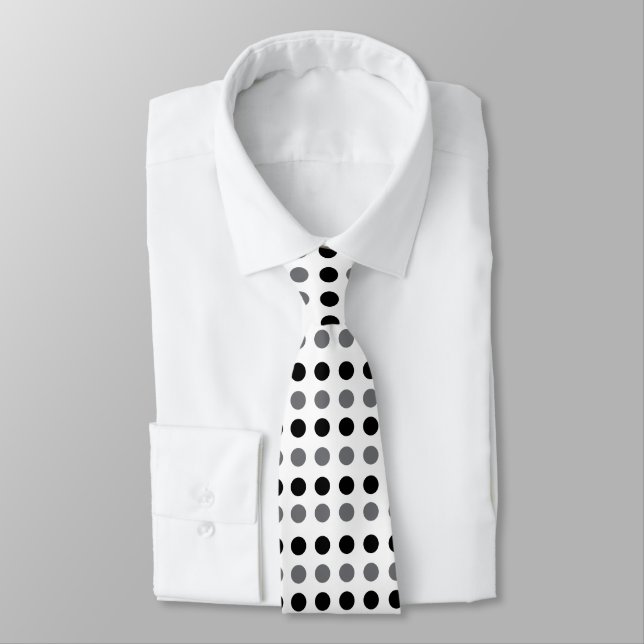 Corbata Punto de lunares gris negro  (Atado)