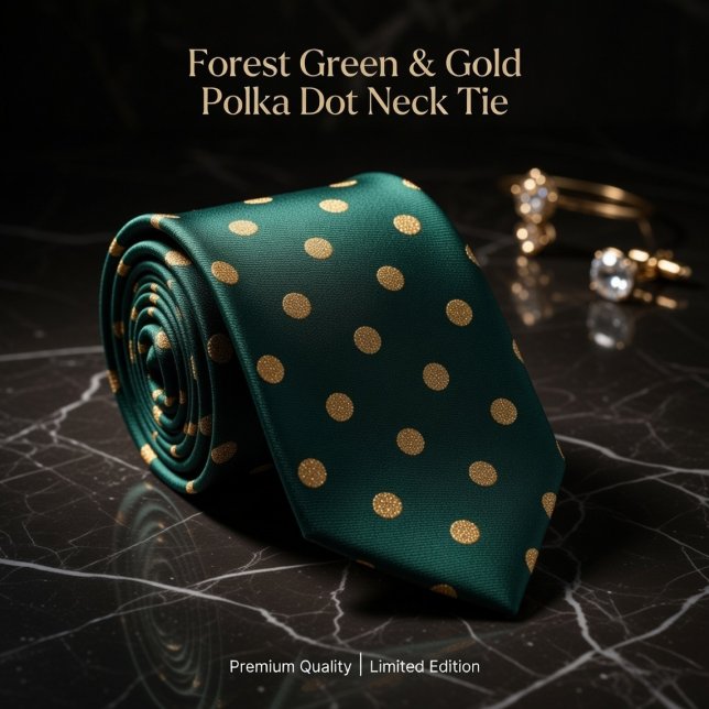 Corbata Punto de lunares verde bosque y dorado  (Subido por el creador)