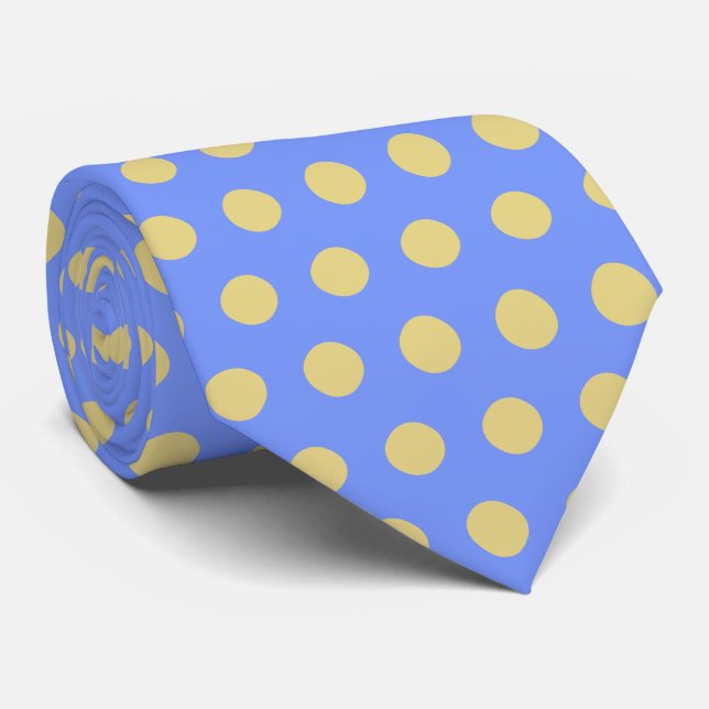 Corbata Punto de Polka Azul Amarillo (Enrollado)